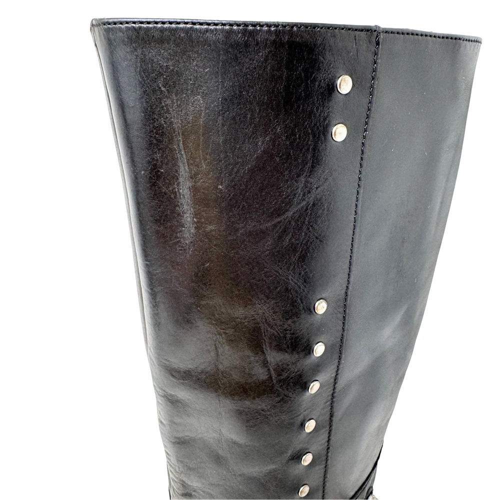 El Dantes Couture Y2K Studded Buckle Knee Stiletto Boots Black Leather EU 38 - Picture 13 of 15